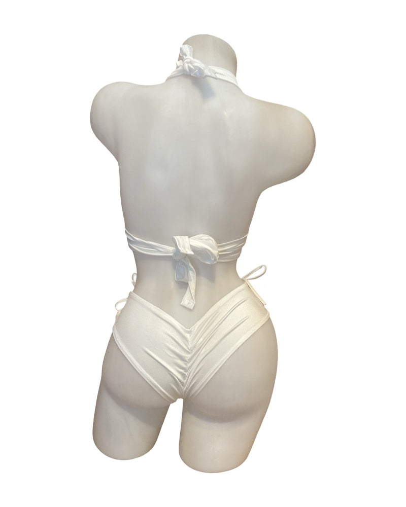 Lace Up Halter Top and Short Set White - Model Express Vancouver
