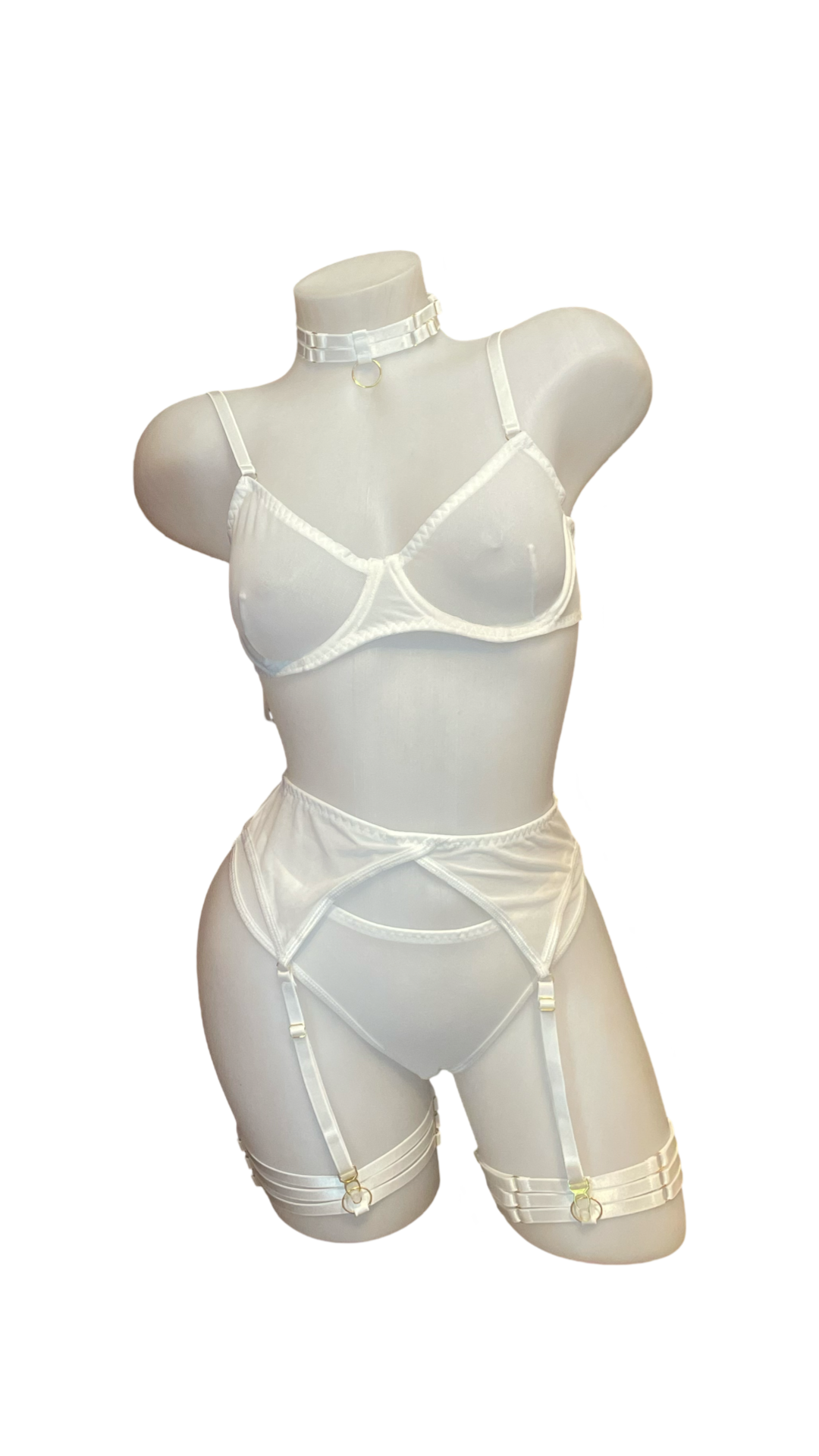 5 Pc Mesh Lingerie Set White