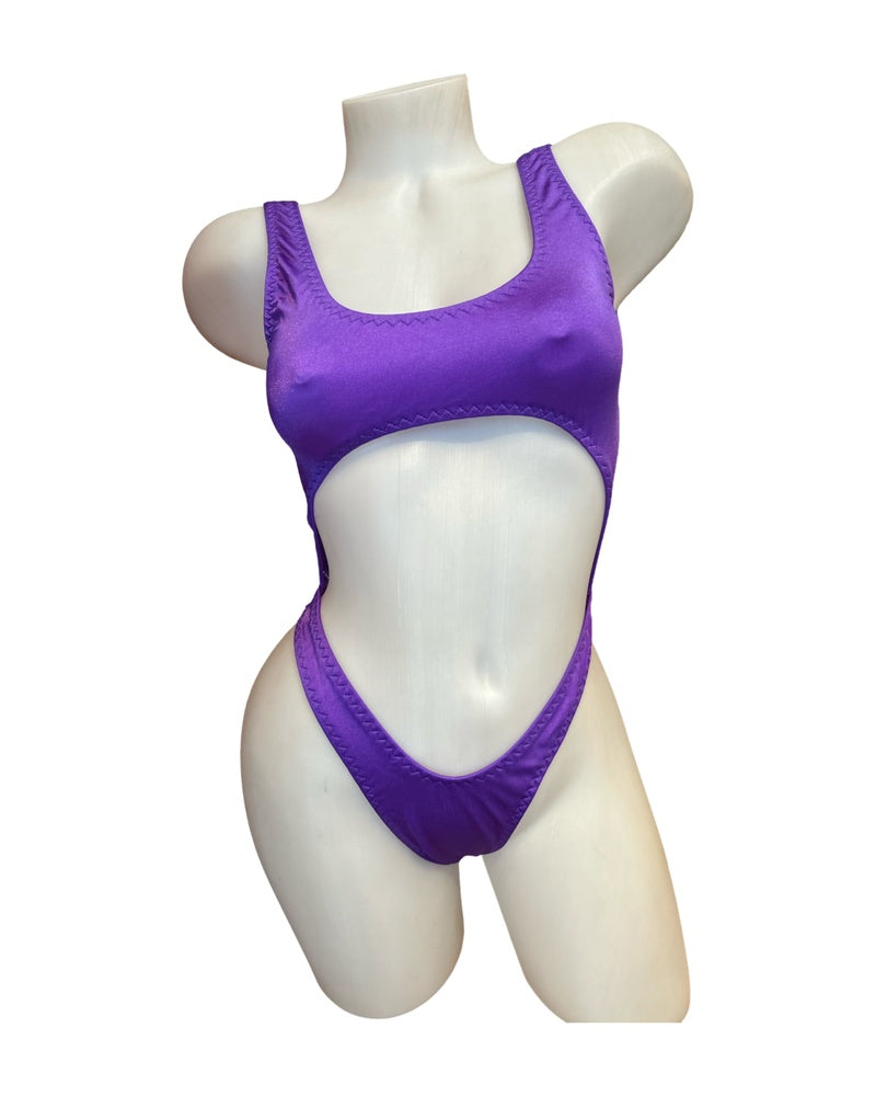 Bralette Top Thong Back Bodysuit Purple - Model Express Vancouver