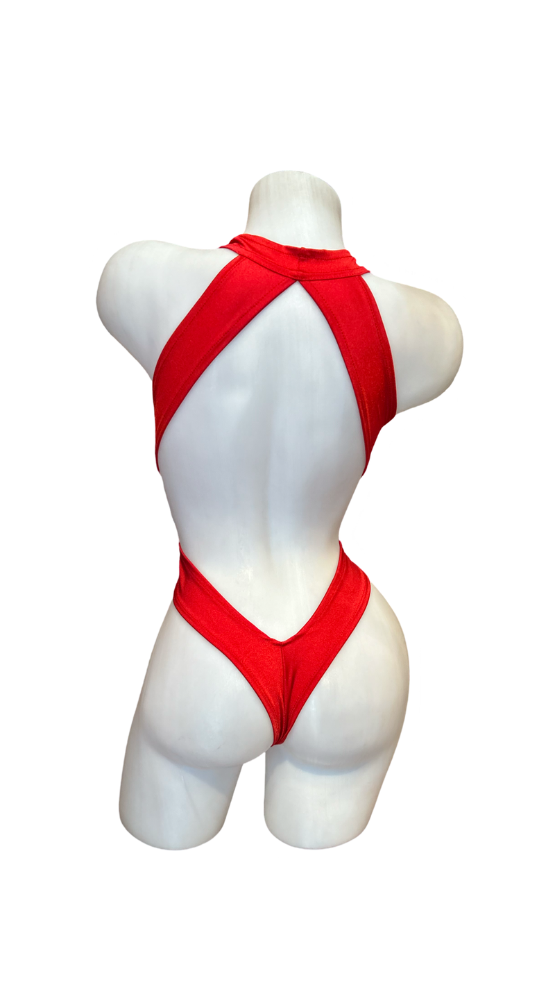 Criss Cross Bodysuit Red