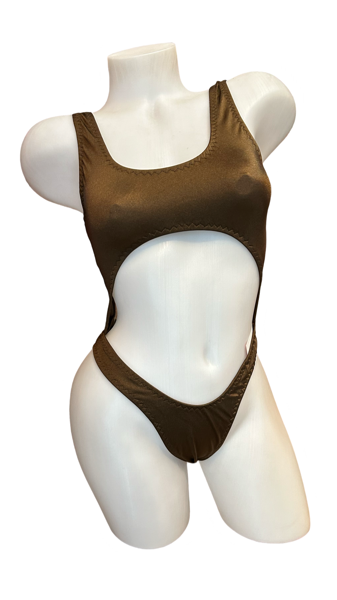 Bralette Top Thong Back Bodysuit Brown