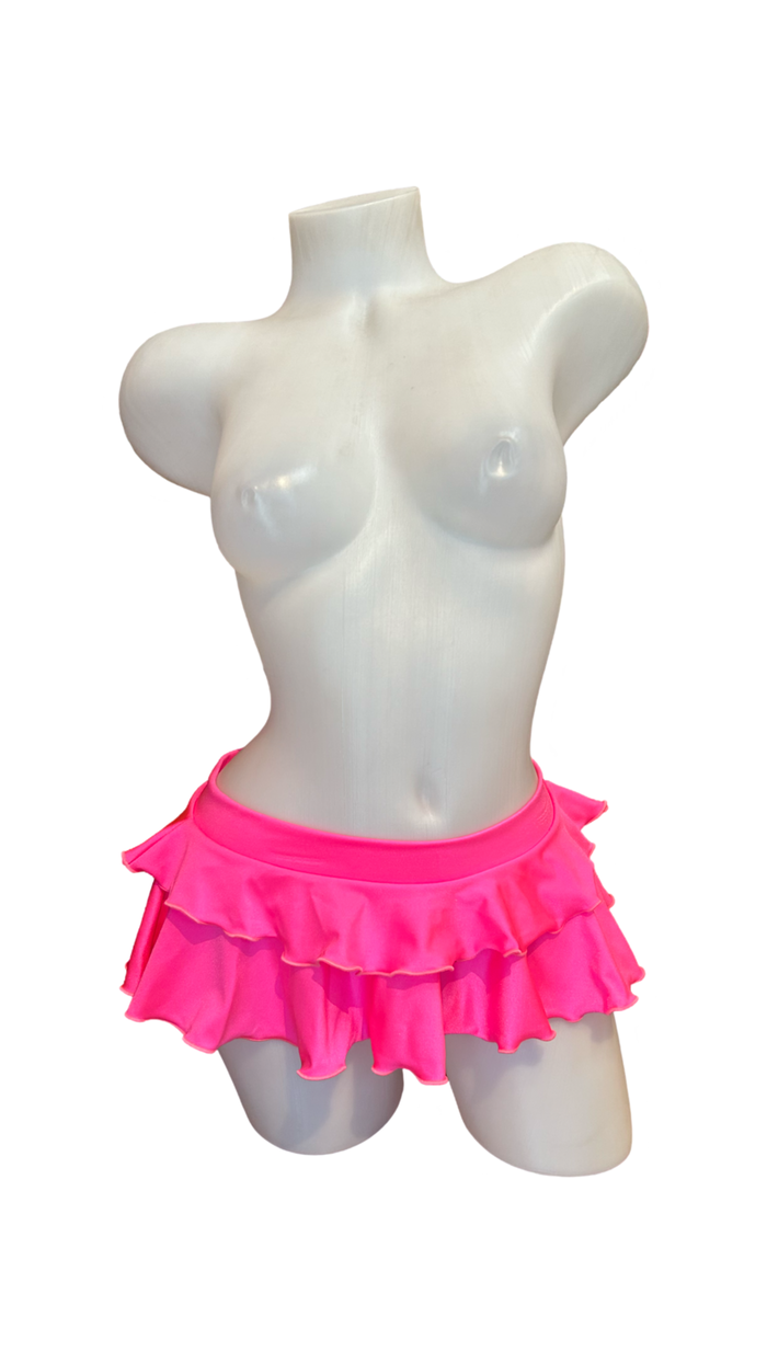 Double Layer Mini Skirt Hot Pink