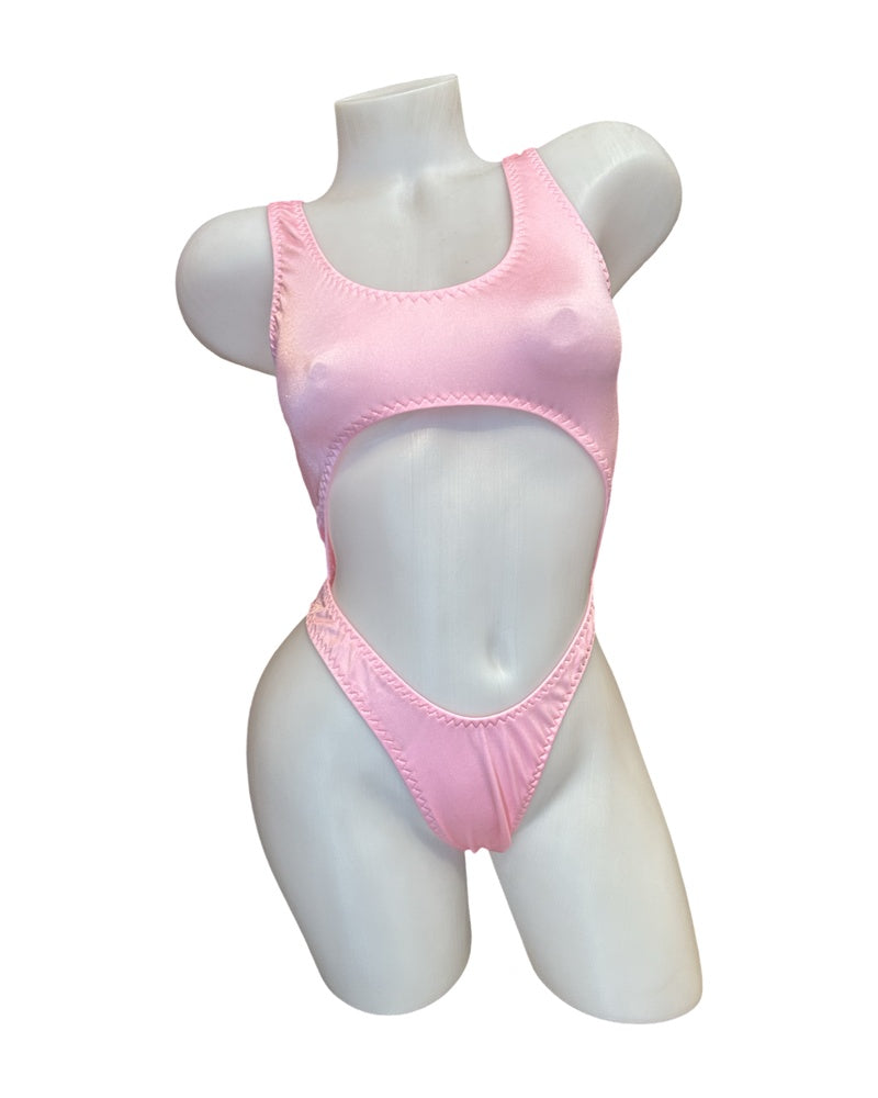 Bralette Top Thong Back Bodysuit Baby Pink - Model Express Vancouver