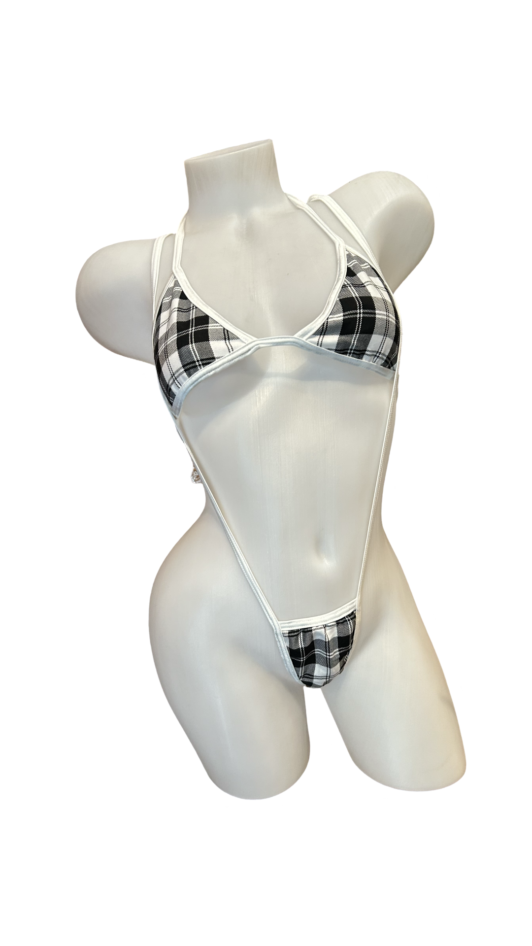 School Girl Sling Shot Bikini Set - Black/White