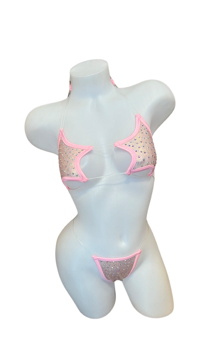 Rhinestone Star Bikini - Baby Pink Sparkle