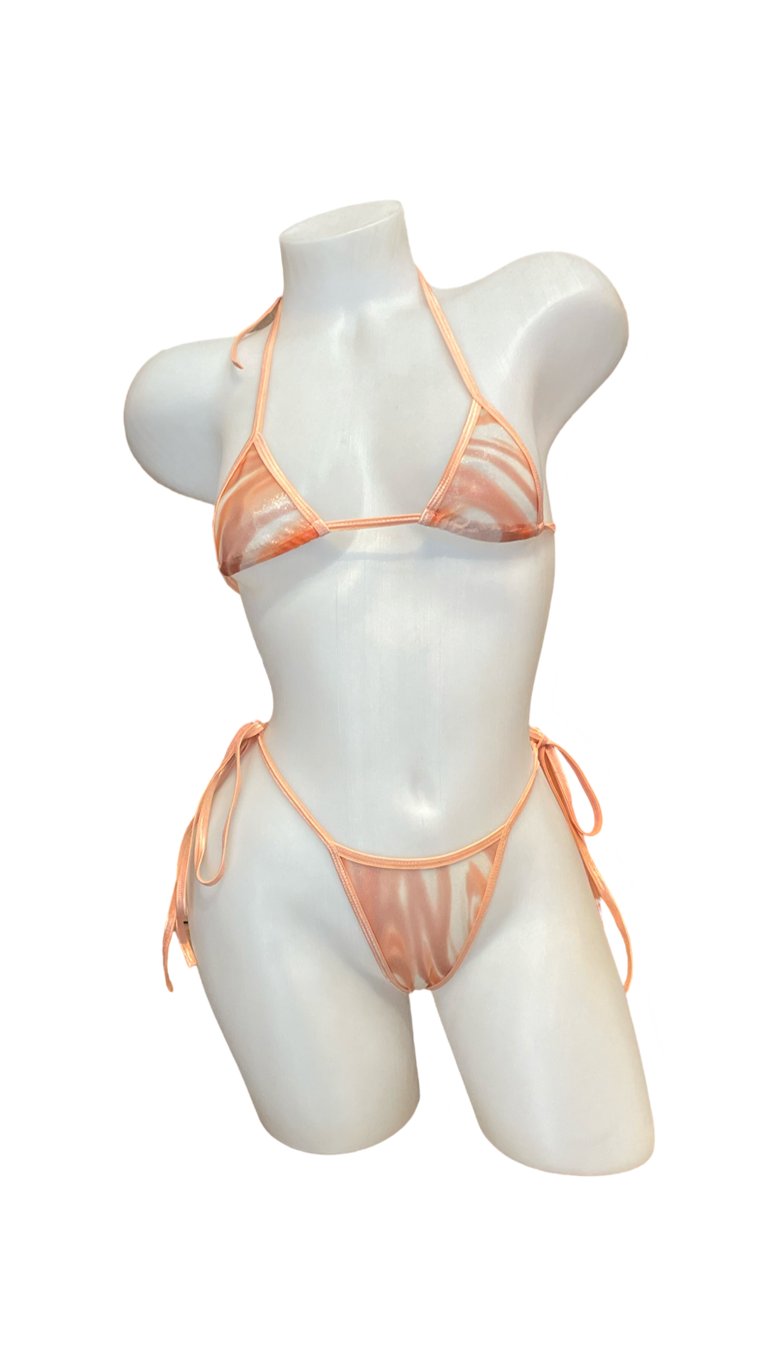 X9 Bikini: Peach Swirl Mesh Bikini (Scrunch Bottoms)