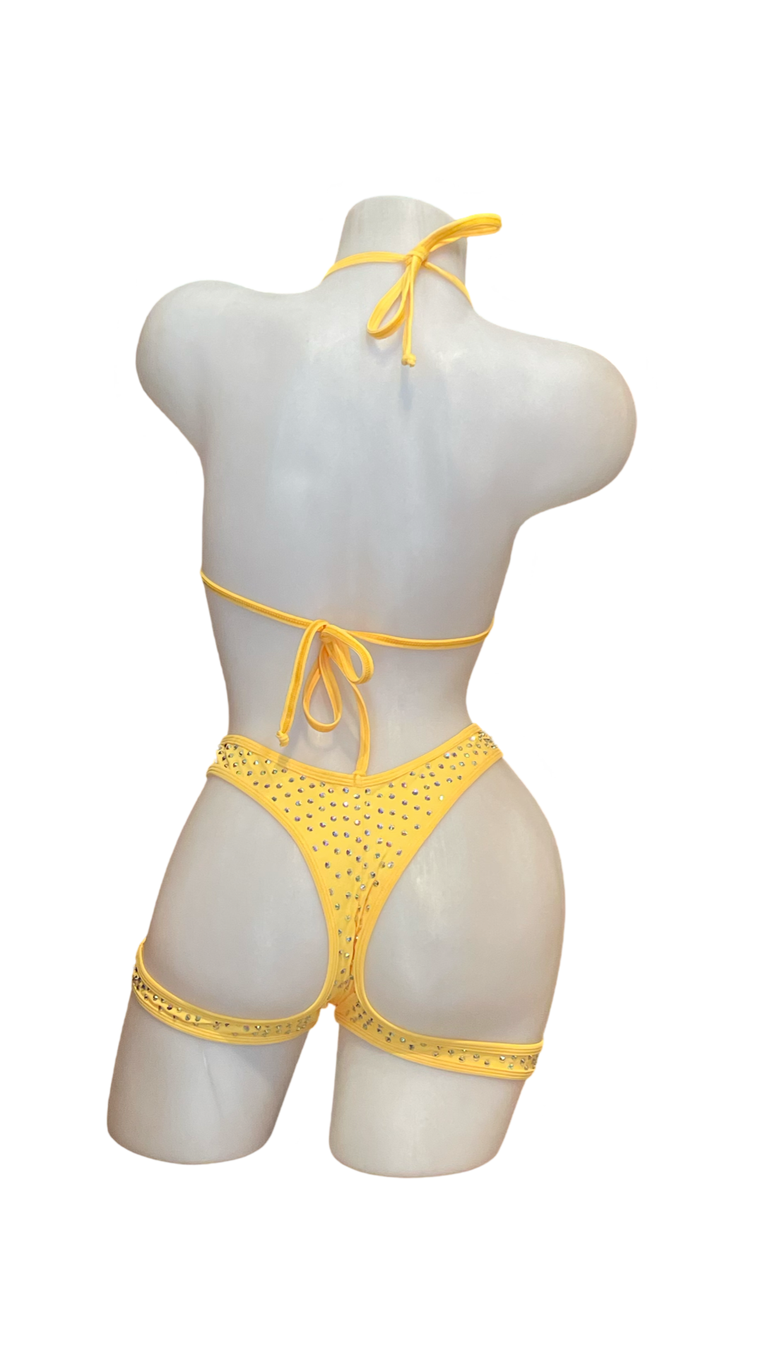 Rhinestone Triangle Top Booty Garter Shorts Sunshine Yellow - Model Express Vancouver