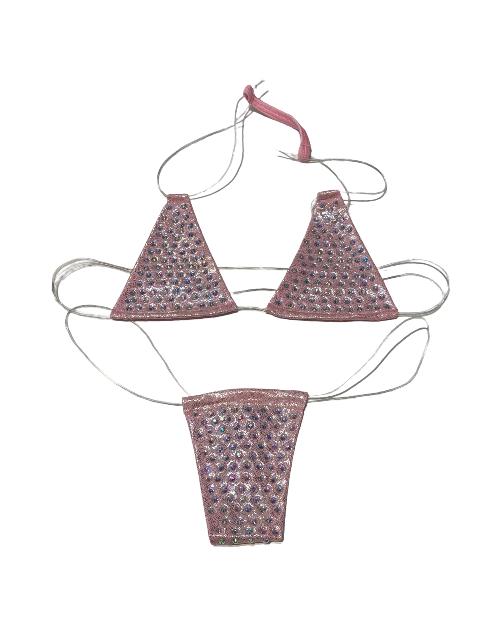Rhinestone Micro Bikini - Metallic Baby Pink - Model Express Vancouver