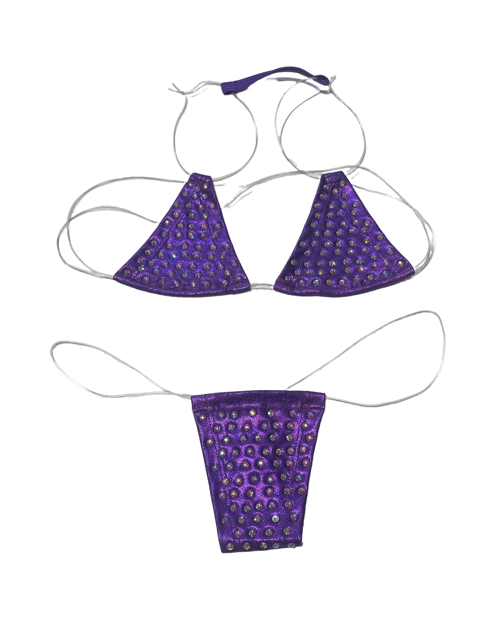 Rhinestone Micro Bikini - Metallic Purple - Model Express Vancouver
