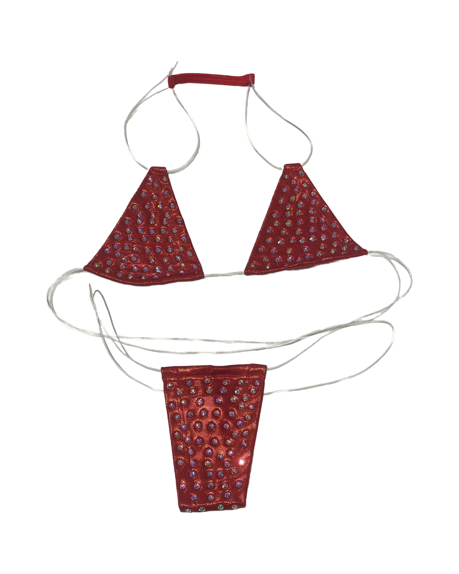 Rhinestone Micro Bikini - Metallic Red - Model Express Vancouver