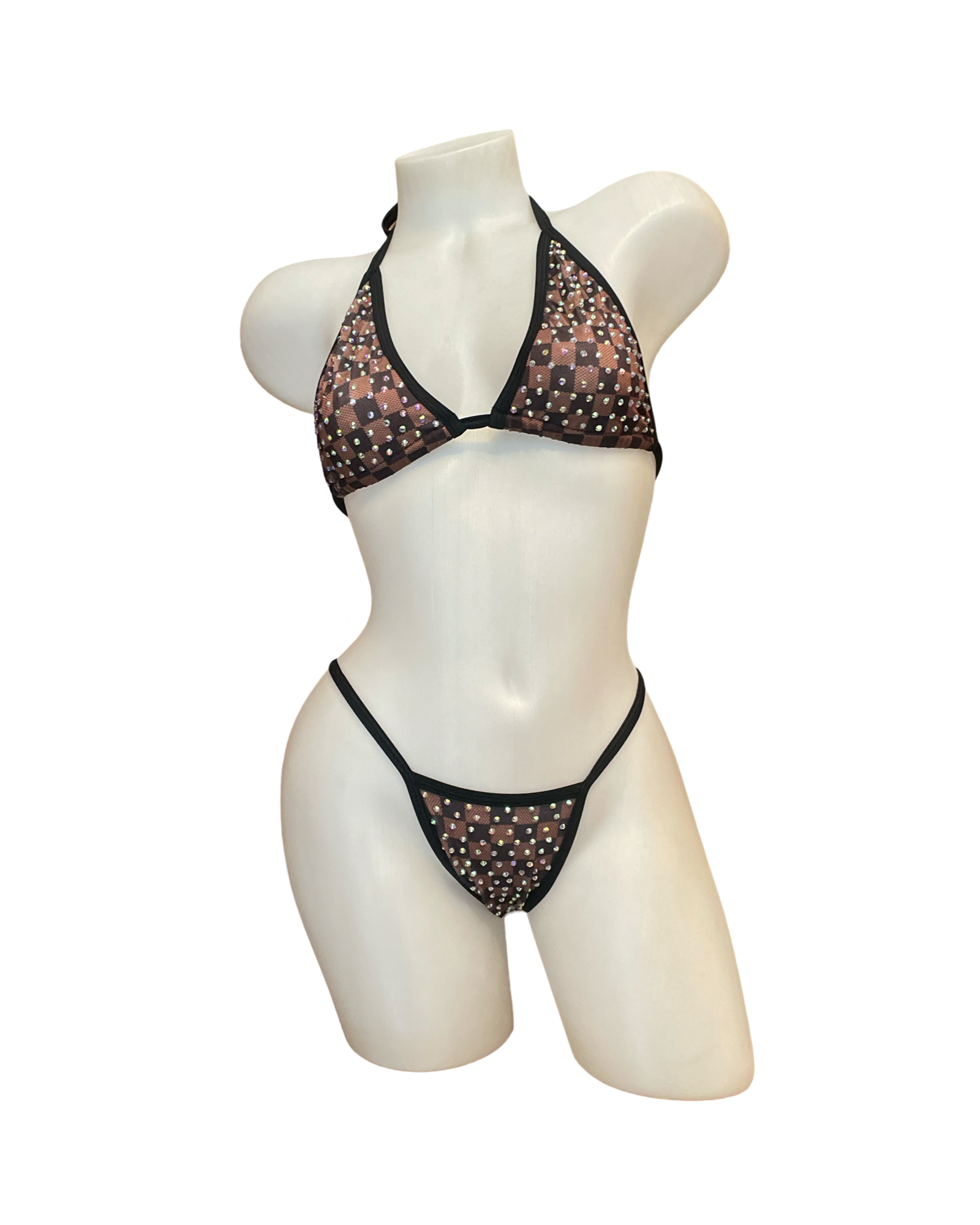 Rhinestone Bikini Design Brown - Model Express Vancouver