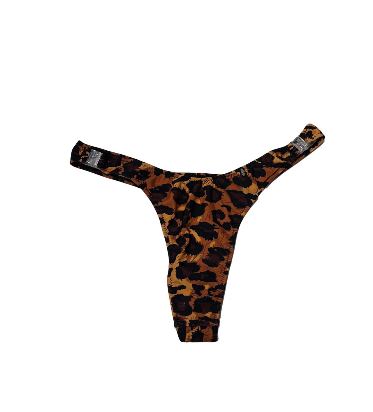 Detachable T-Back Thong with Clips - Leopard