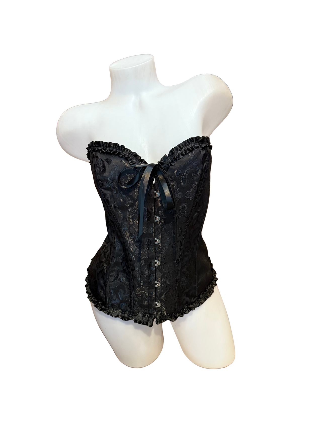 Lace Print Corset Black
