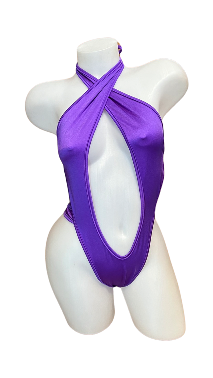 Peephole Bodysuit Purple