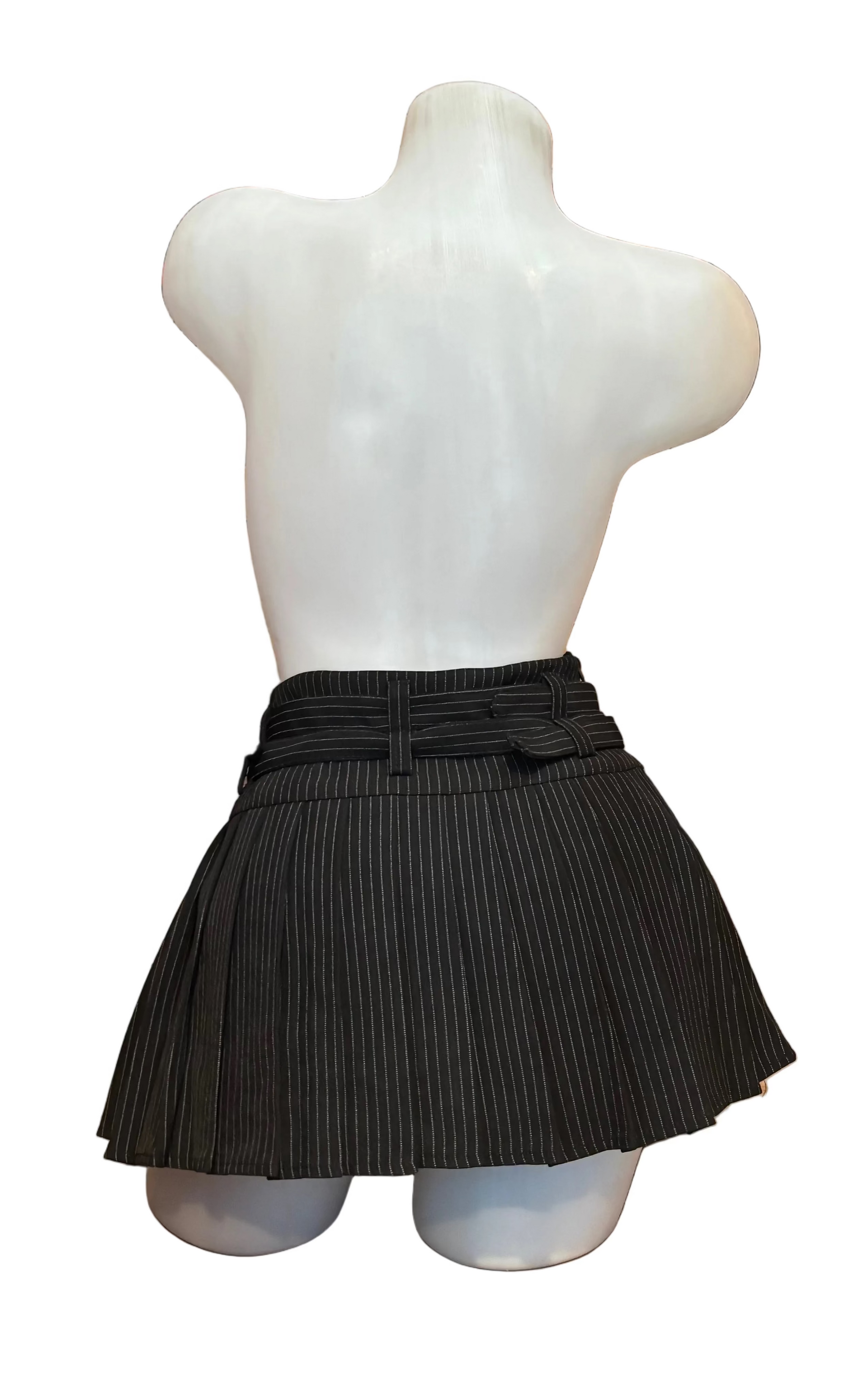 Pin Stripe Pleated Mini Skirt Black - Model Express Vancouver