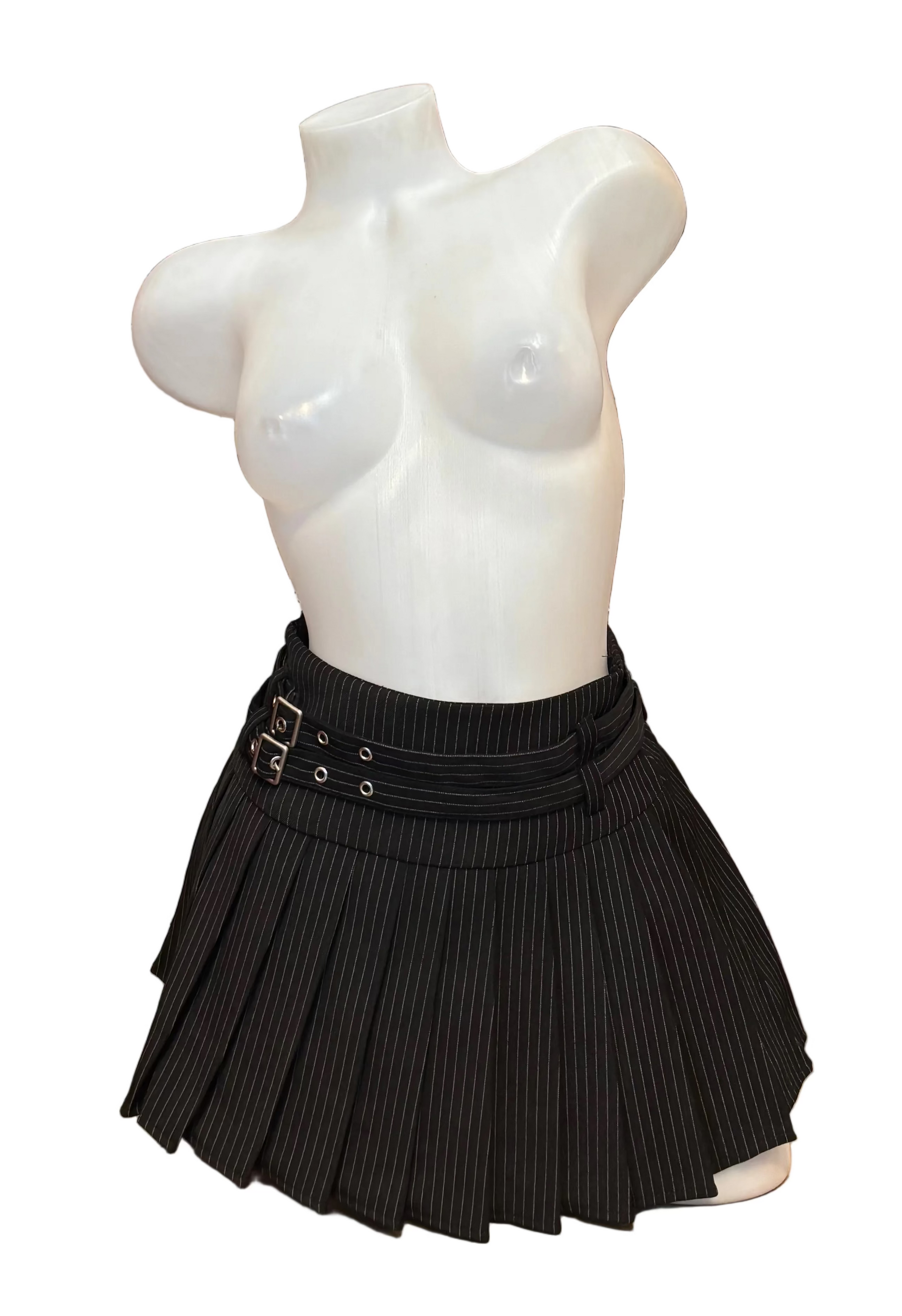 Pin Stripe Pleated Mini Skirt Black - Model Express Vancouver