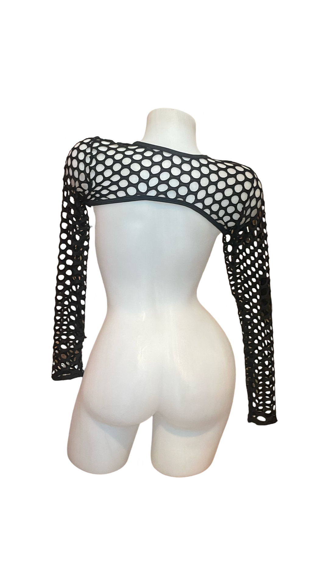 Rhinestone Shoulder Bolero Net Black