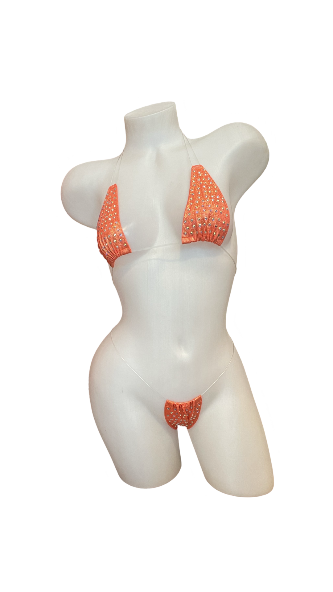 Rhinestone Micro Bikini - Metallic Orange