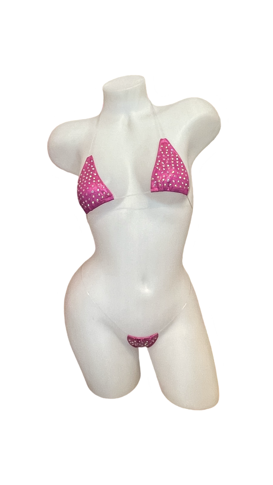 Rhinestone Micro Bikini - Metallic Hot Pink