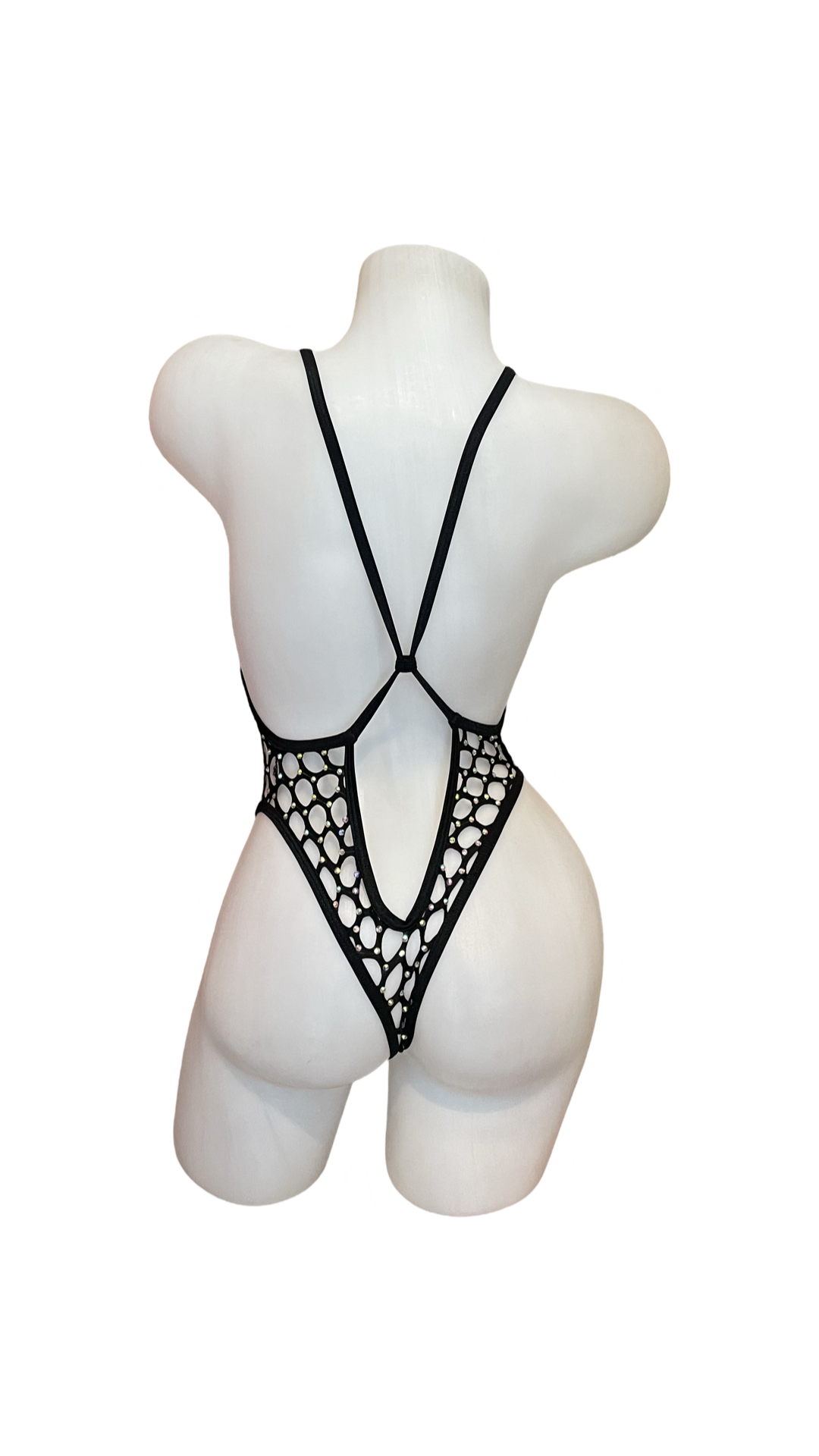 Rhinestone Large Net Bodysuit Black - Model Express Vancouver