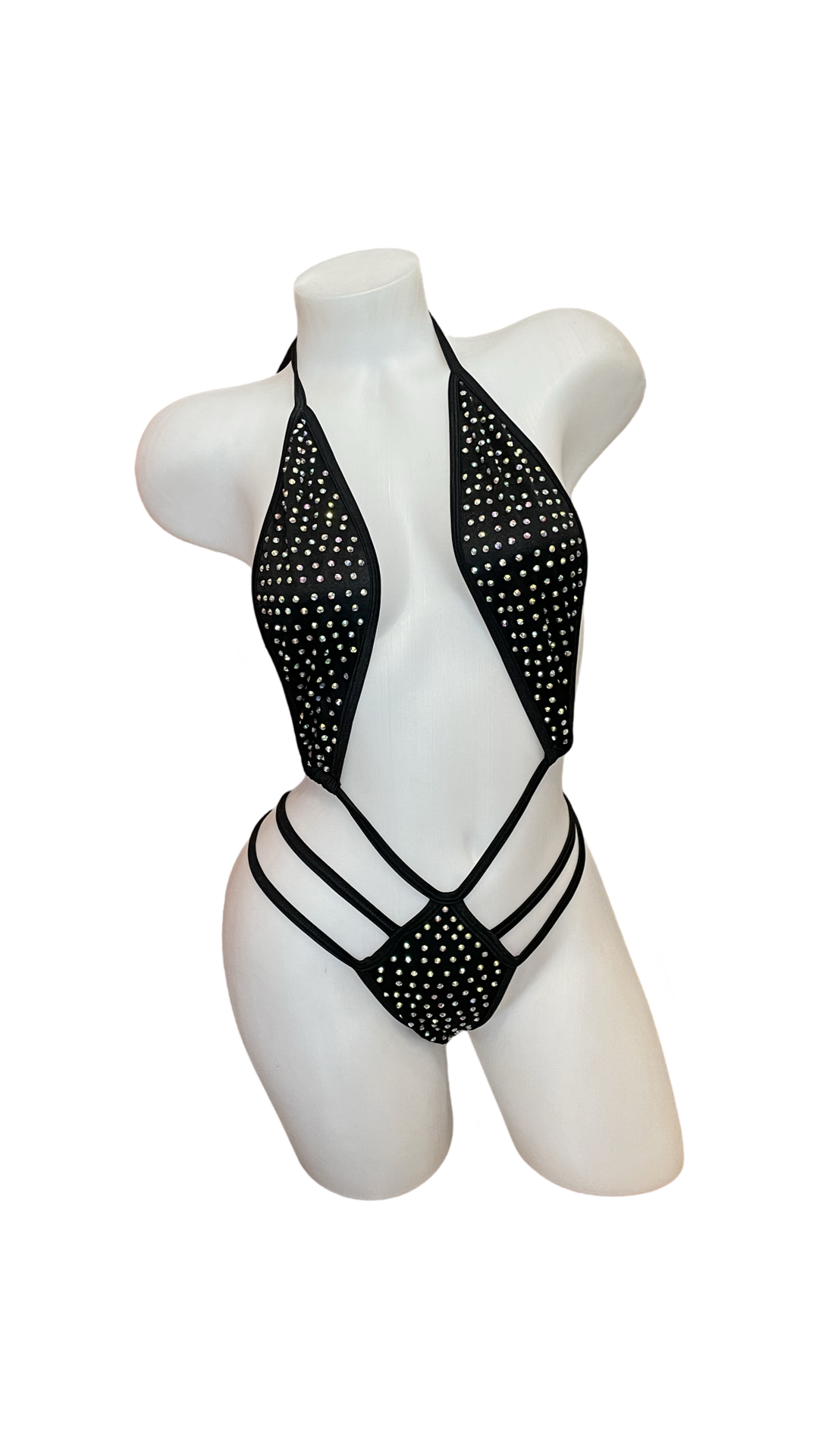 Rhinestone Strappy One Piece Black - Model Express Vancouver