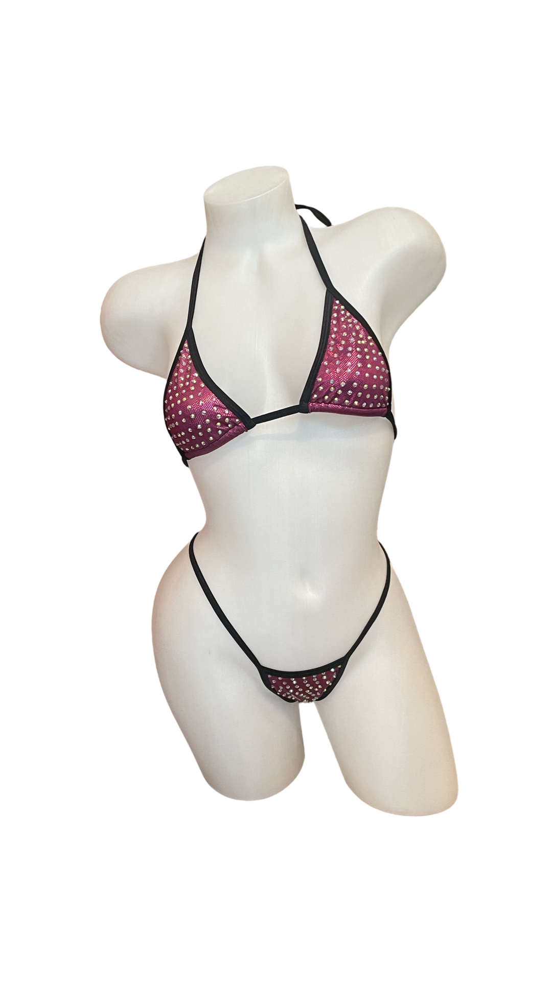 Rhinestone Bikini Metallic Dark Pink