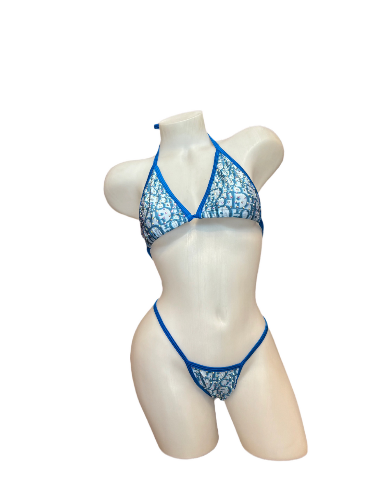 Rhinestone Bikini Designer Blue