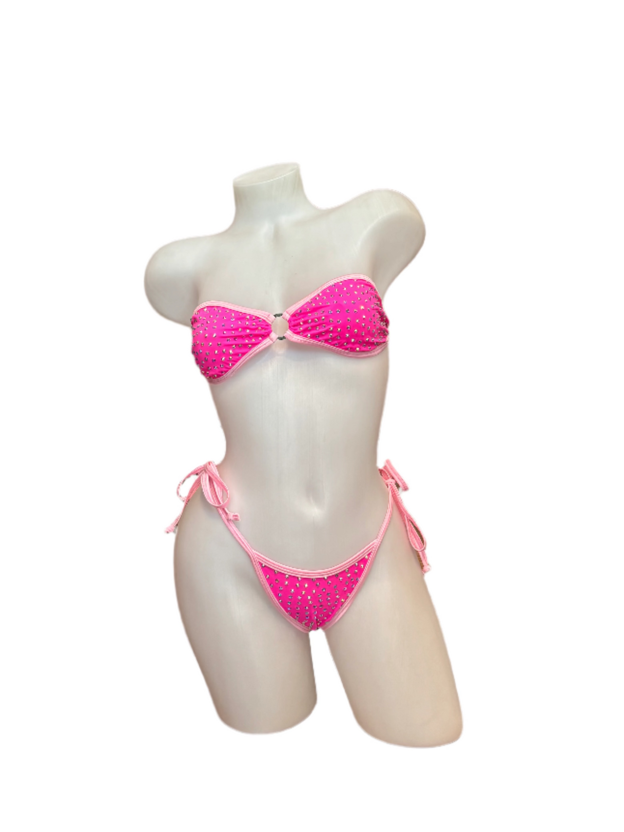 Rhinestone Tie Bandeau Two Tone Pink - Model Express Vancouver