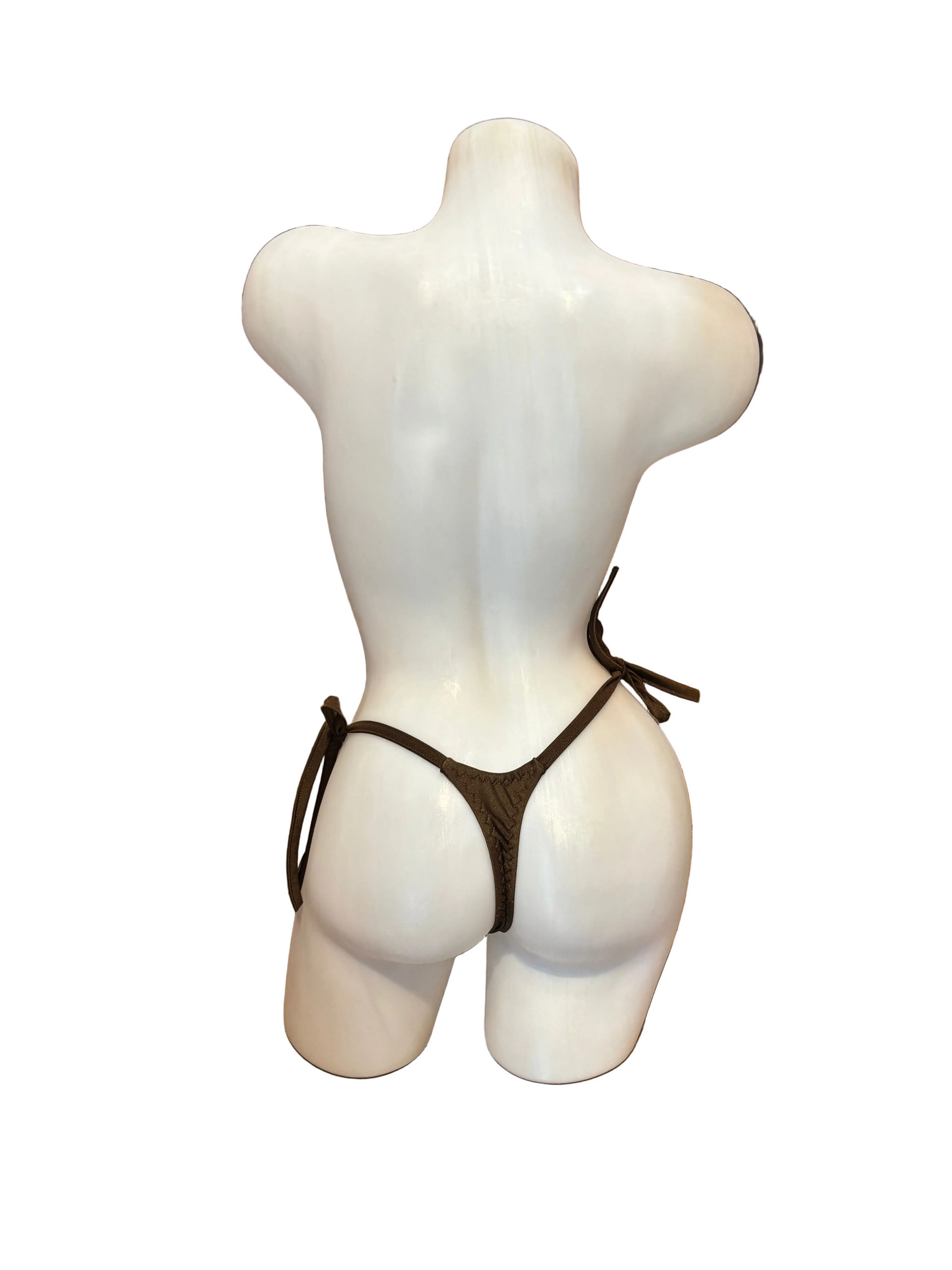 Side Tie Y-Back G-String Brown - Model Express Vancouver