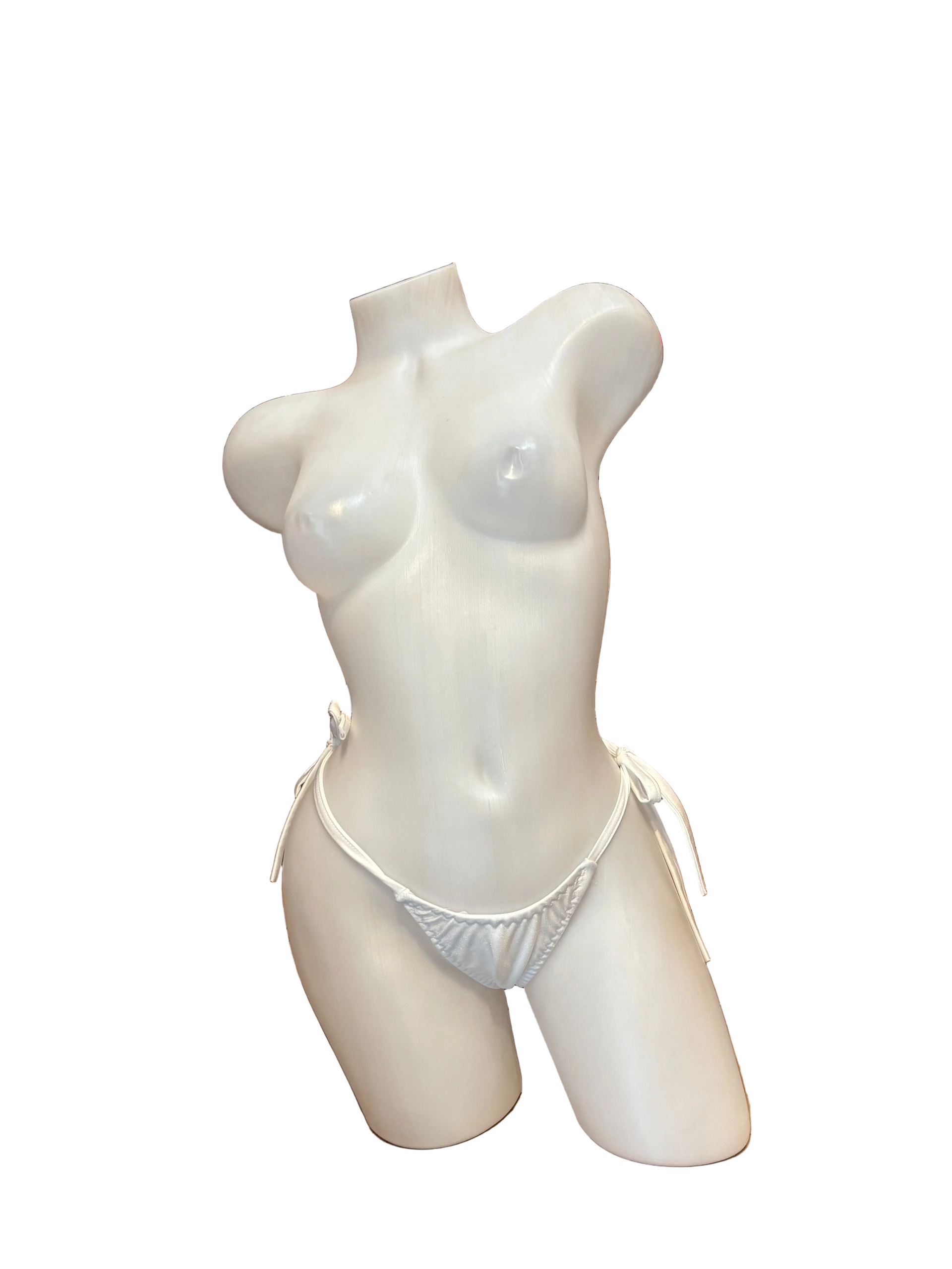 Side Tie Y-Back G-String White - Model Express Vancouver