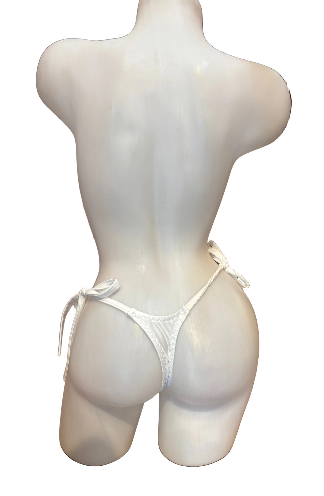 Side Tie Y-Back G-String White - Model Express Vancouver