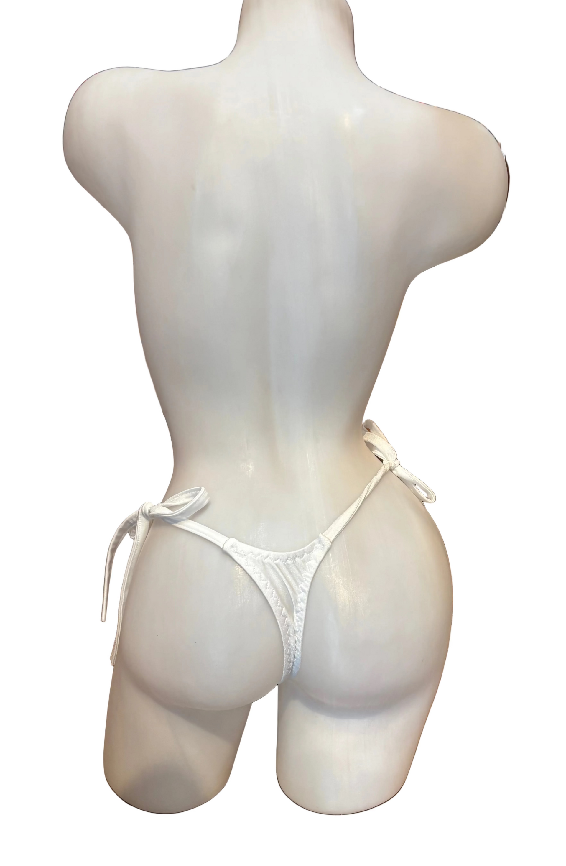Side Tie Y-Back G-String White - Model Express Vancouver