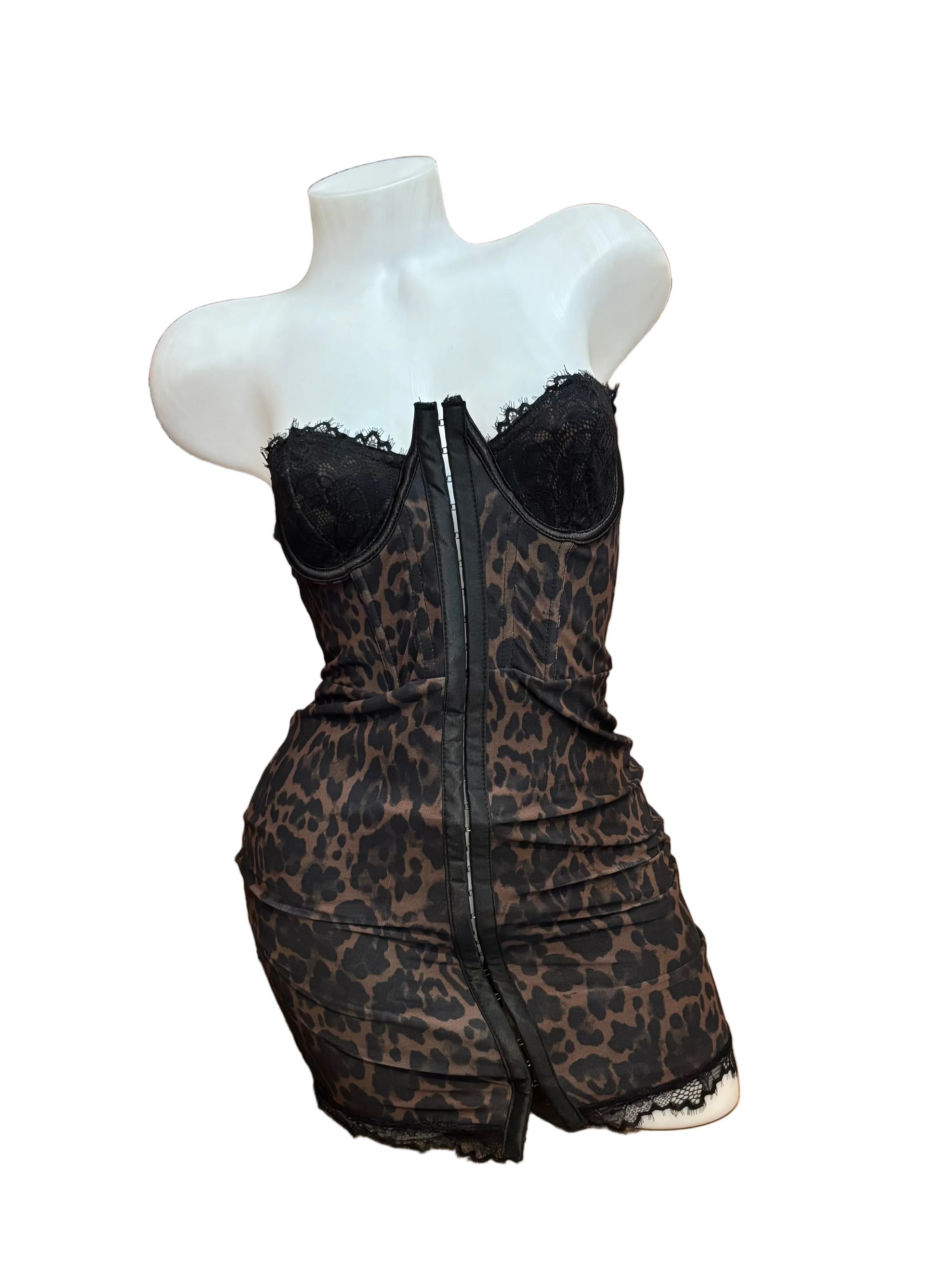 Lace and Leopard Bustier Dress - Model Express Vancouver