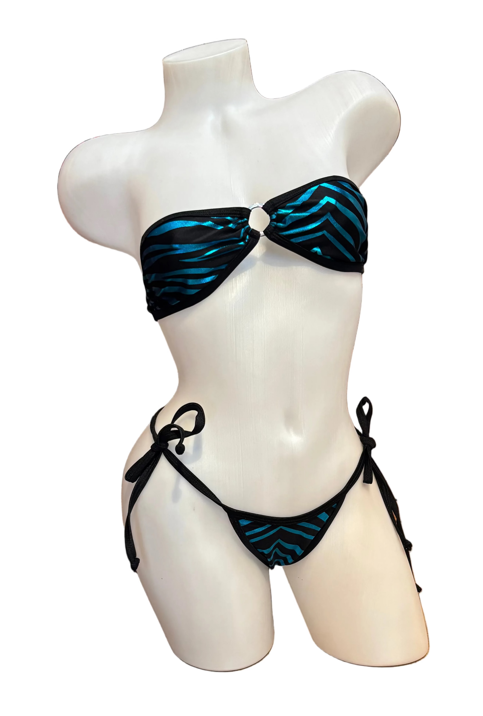 Tie Bandeau Bikini Zebra Blue - Model Express Vancouver