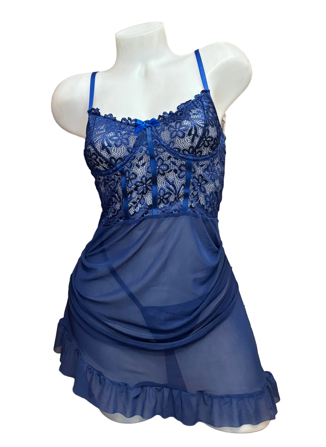 Lace Underwire Baby Doll Royal Blue