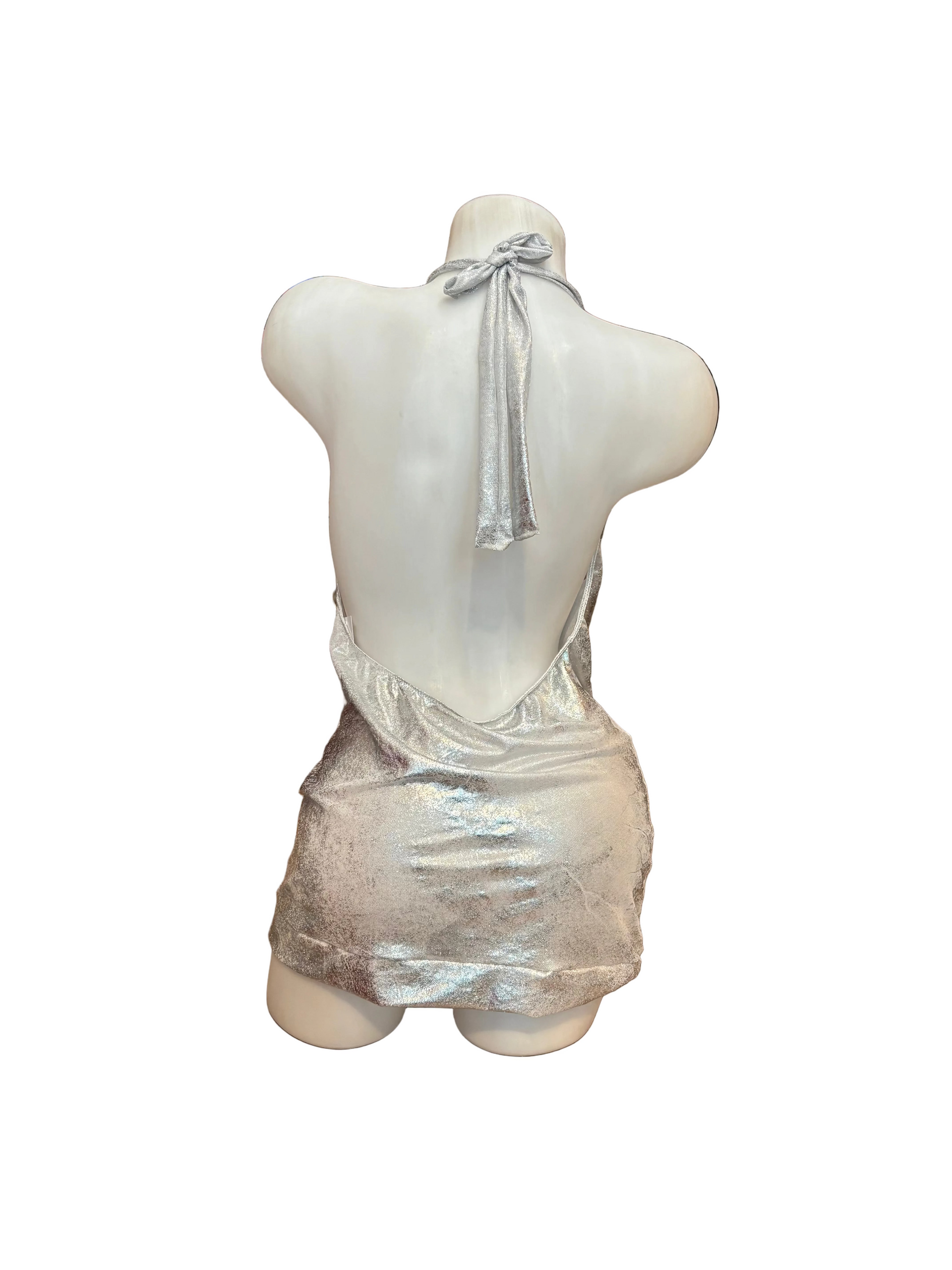Sparkle Halter Dress Silver - Model Express Vancouver