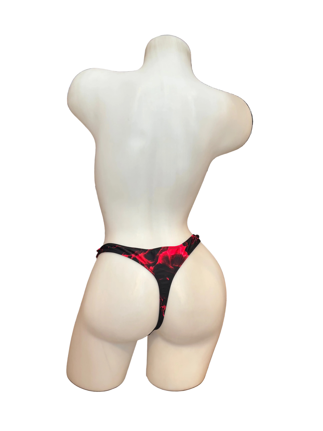 Detachable T-Back Thong with Clips - Black/Red Flames - Model Express Vancouver