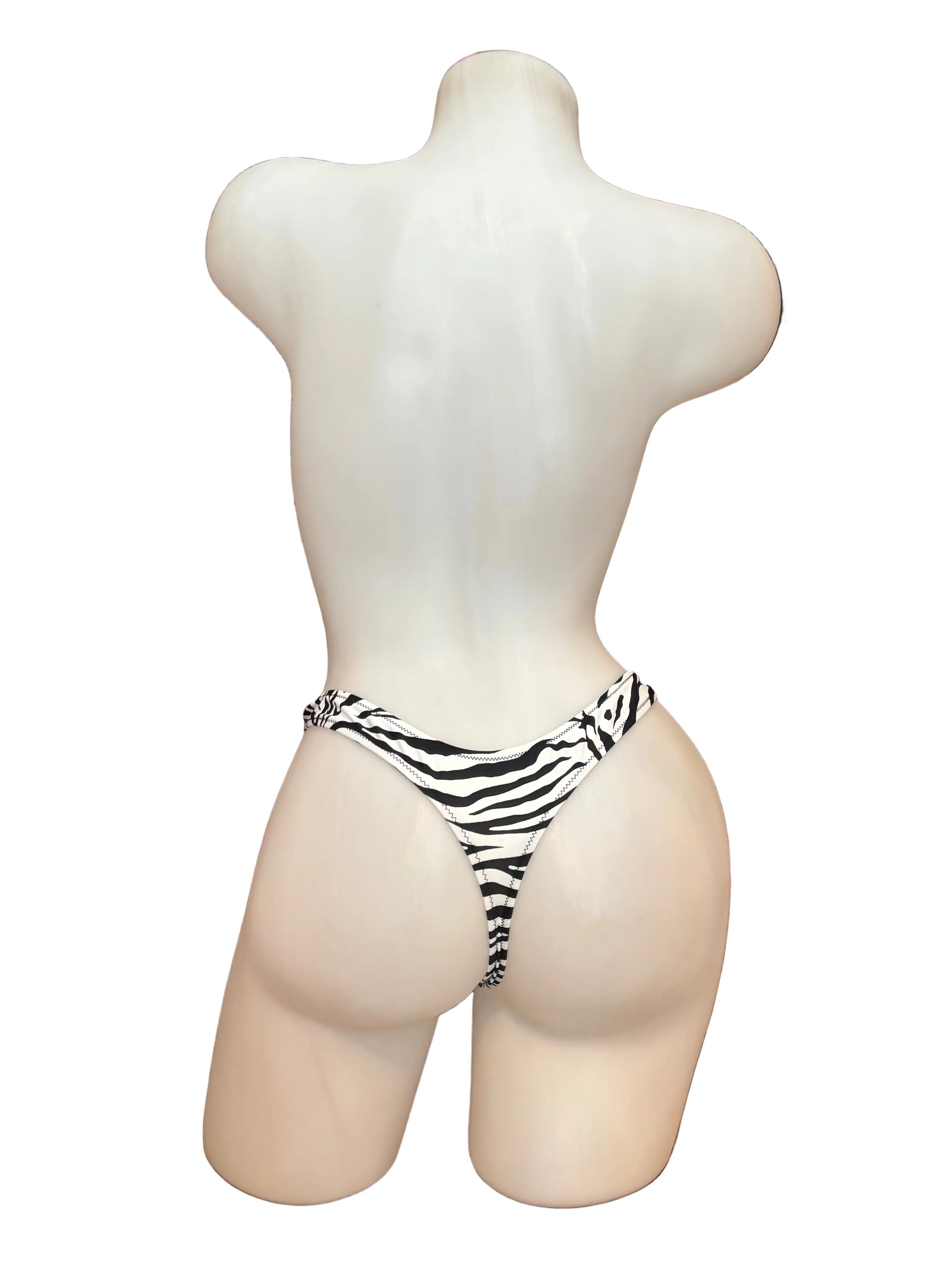 Detachable T-Back Thong with Clips - Zebra - Model Express Vancouver