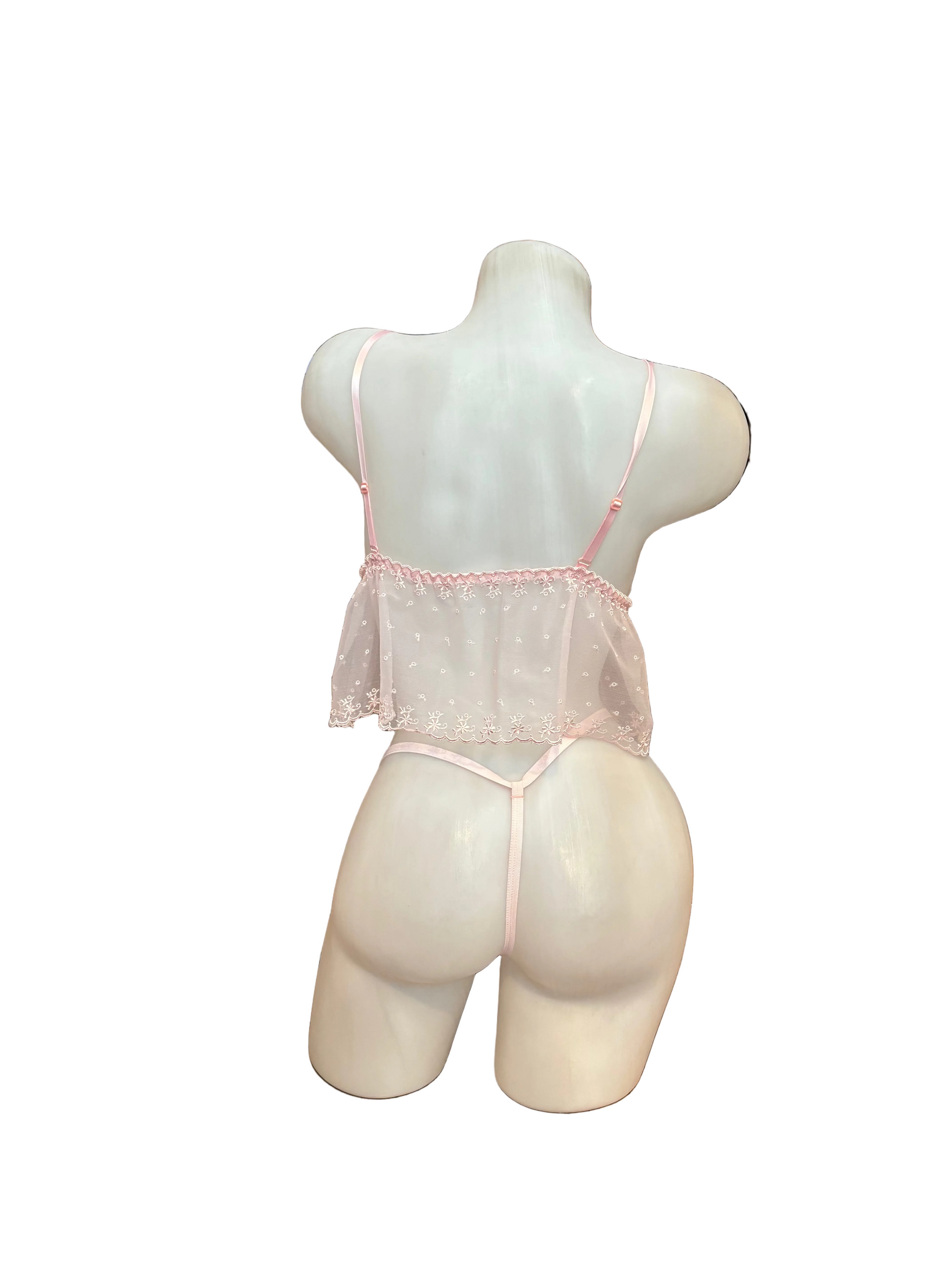 Lace Mini Baby Doll Top and Panty Set Baby Pink - Model Express Vancouver