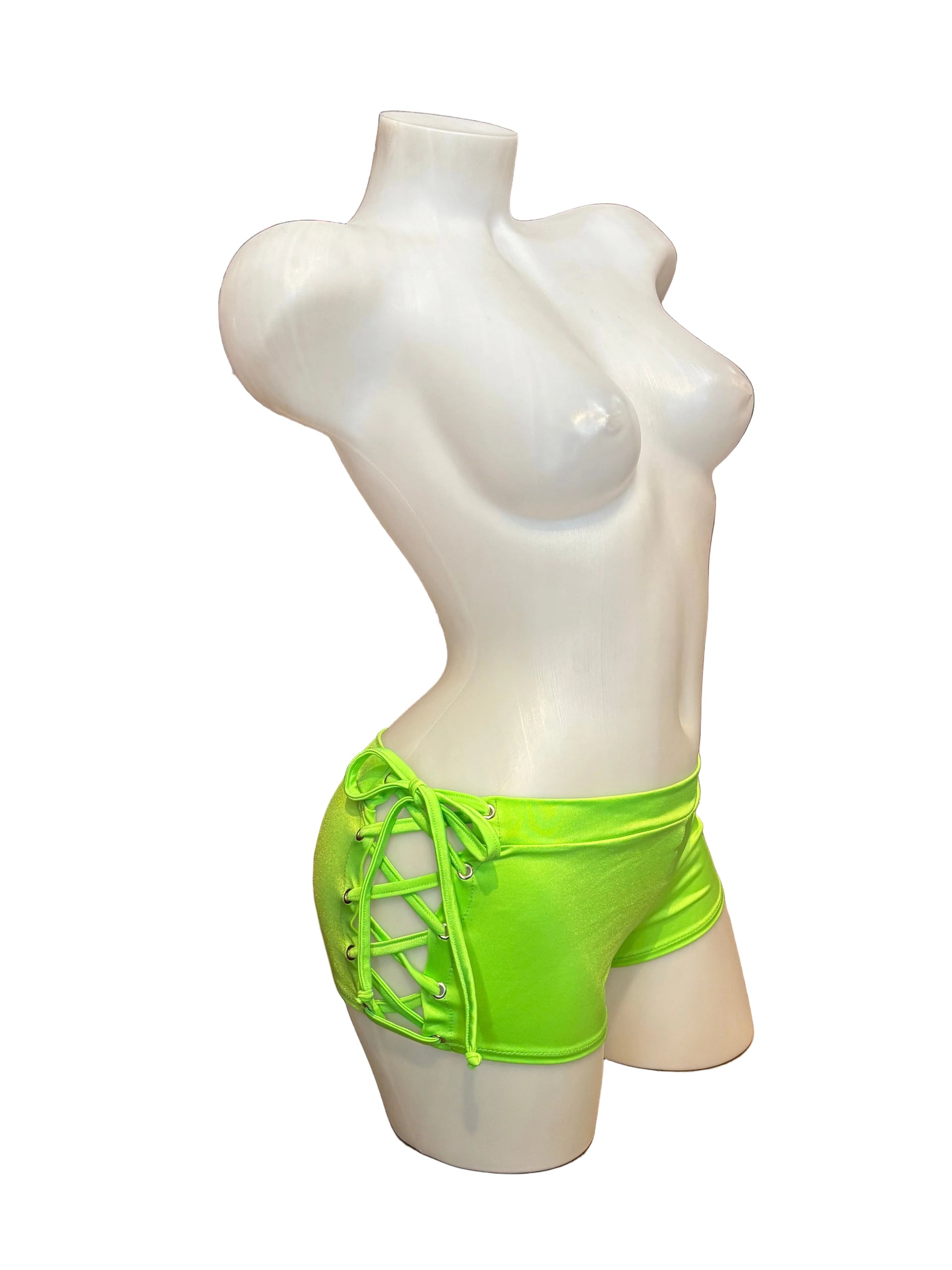 Lace Up Side Booty Shorts Green - Model Express Vancouver