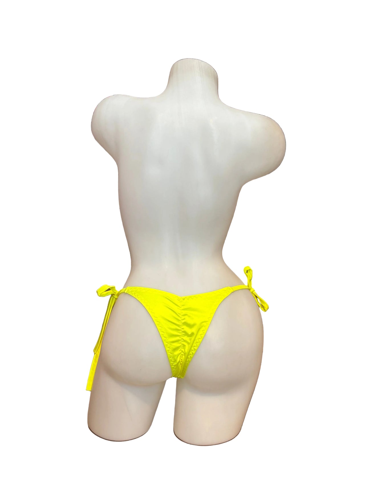 Scrunch Back Tie Sides Thong Neon Yellow