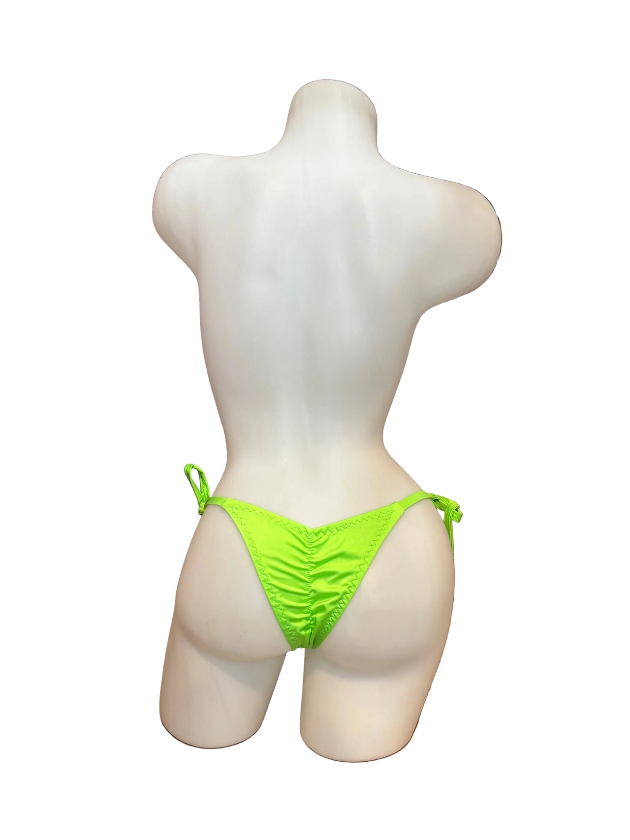 Scrunch Back Tie Sides Thong Neon Green
