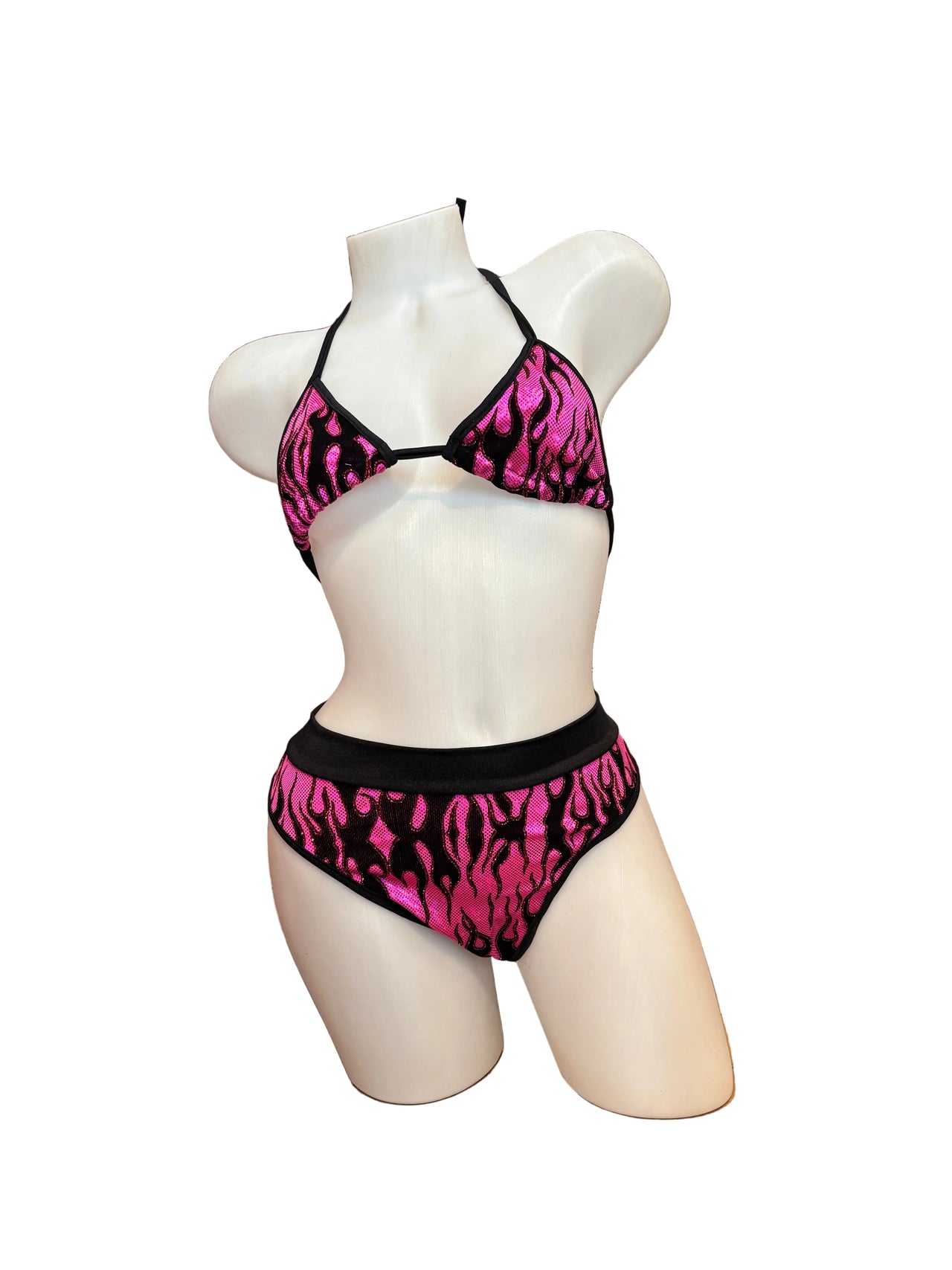 Flames High Waist Bikini Set Pink
