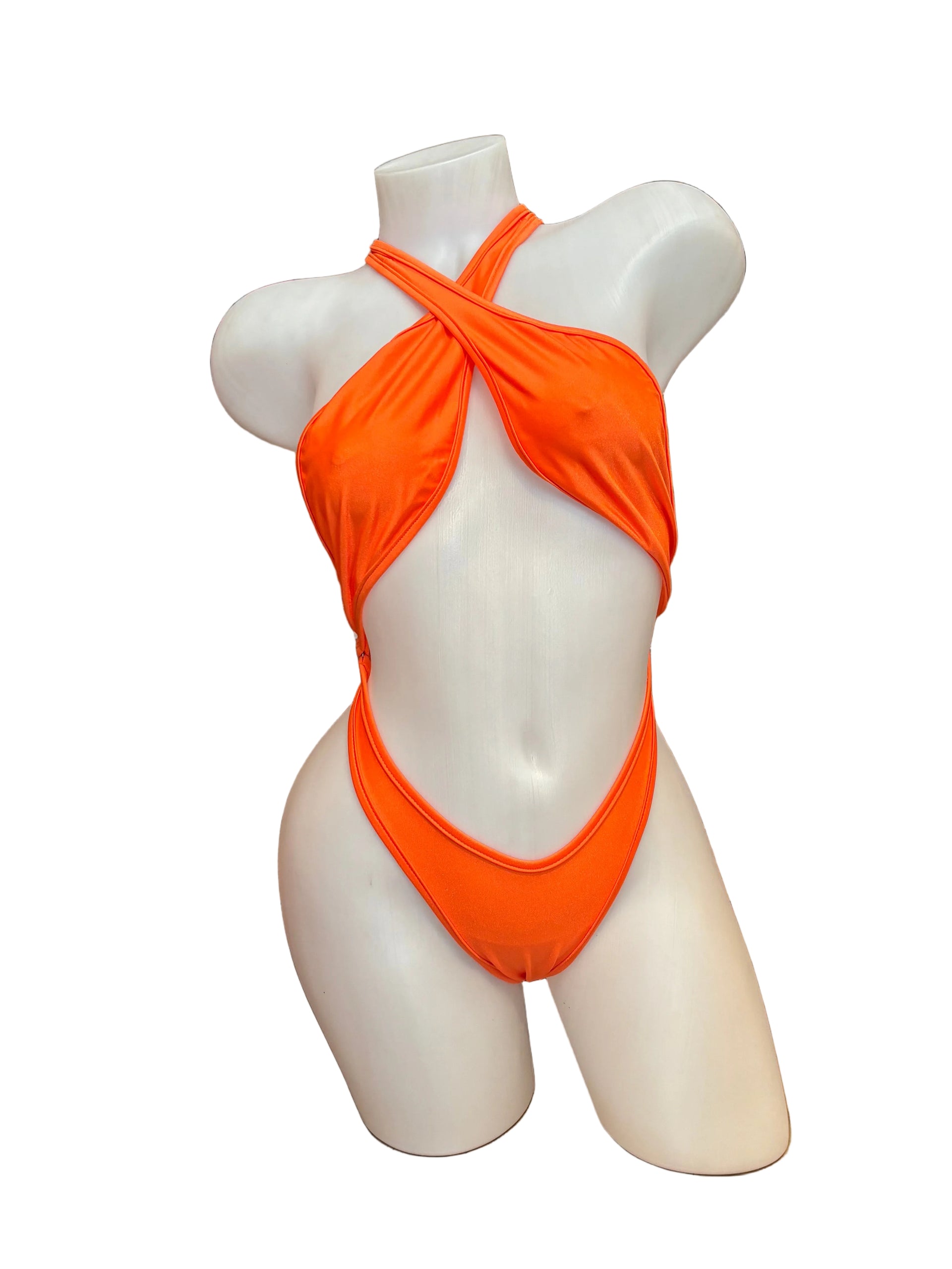 Cross Shoulder Bodysuit Orange - Model Express Vancouver