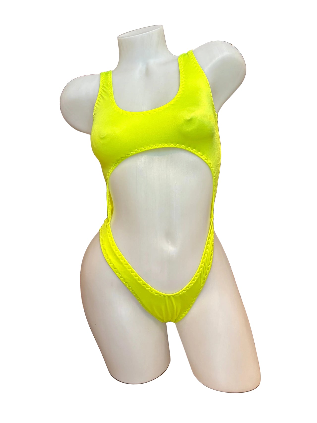 Bralette Top Thong Back Bodysuit Neon Yellow - Model Express Vancouver