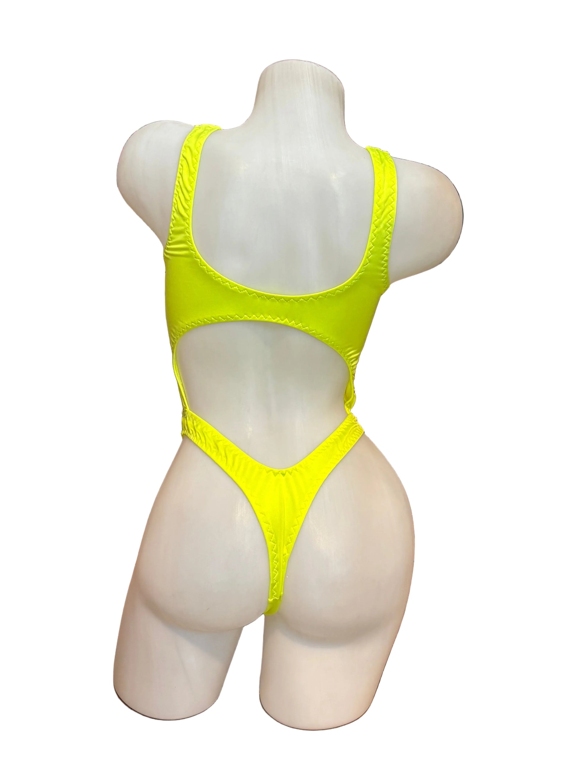 Bralette Top Thong Back Bodysuit Neon Yellow - Model Express Vancouver