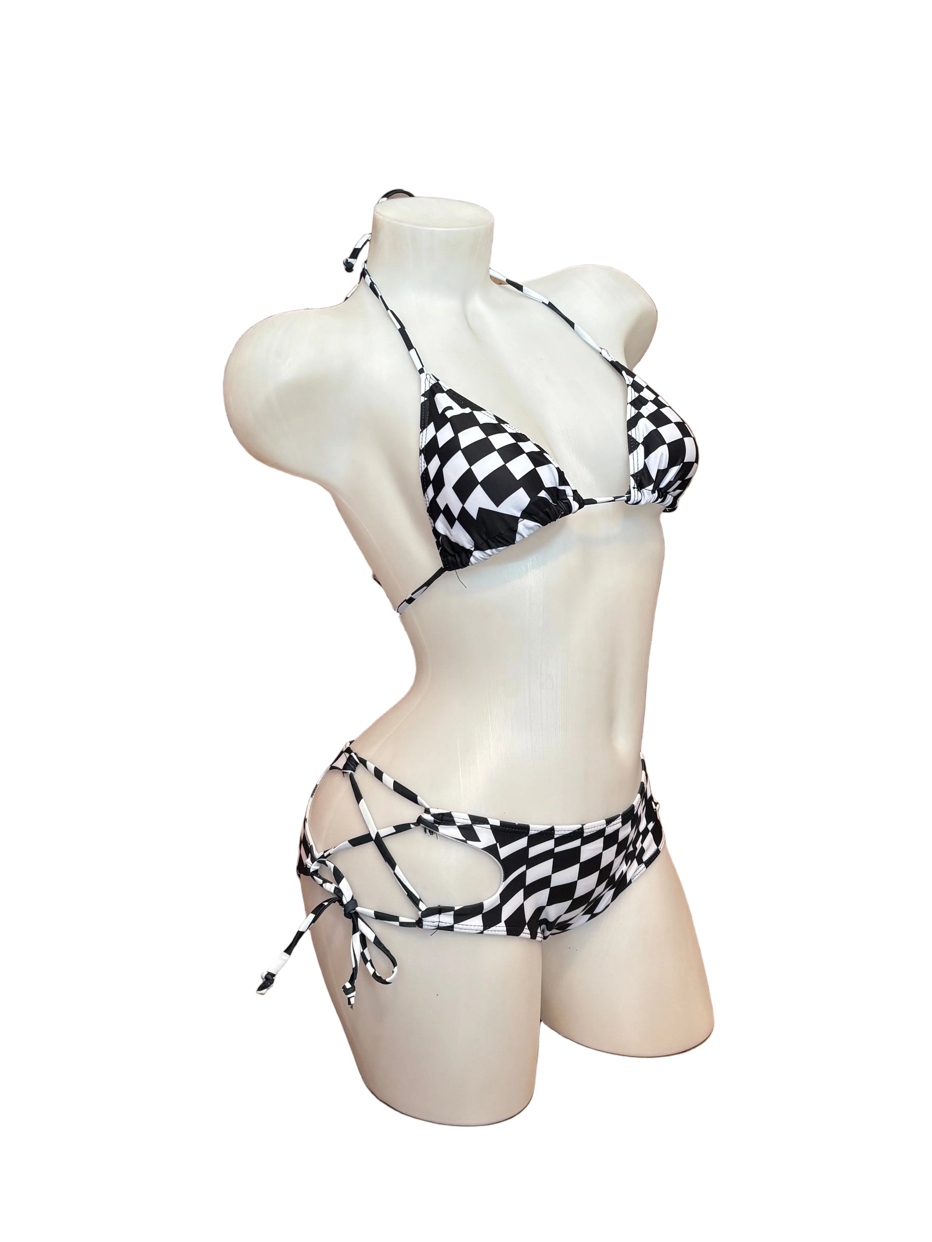 Checker Bikini with Side Tie Detail - Model Express Vancouver