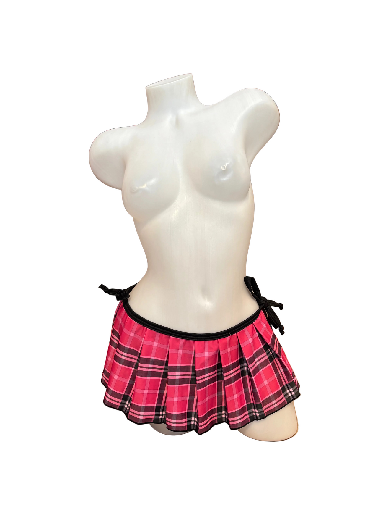 Side Tie School Girl Skirt - Pink - Model Express Vancouver