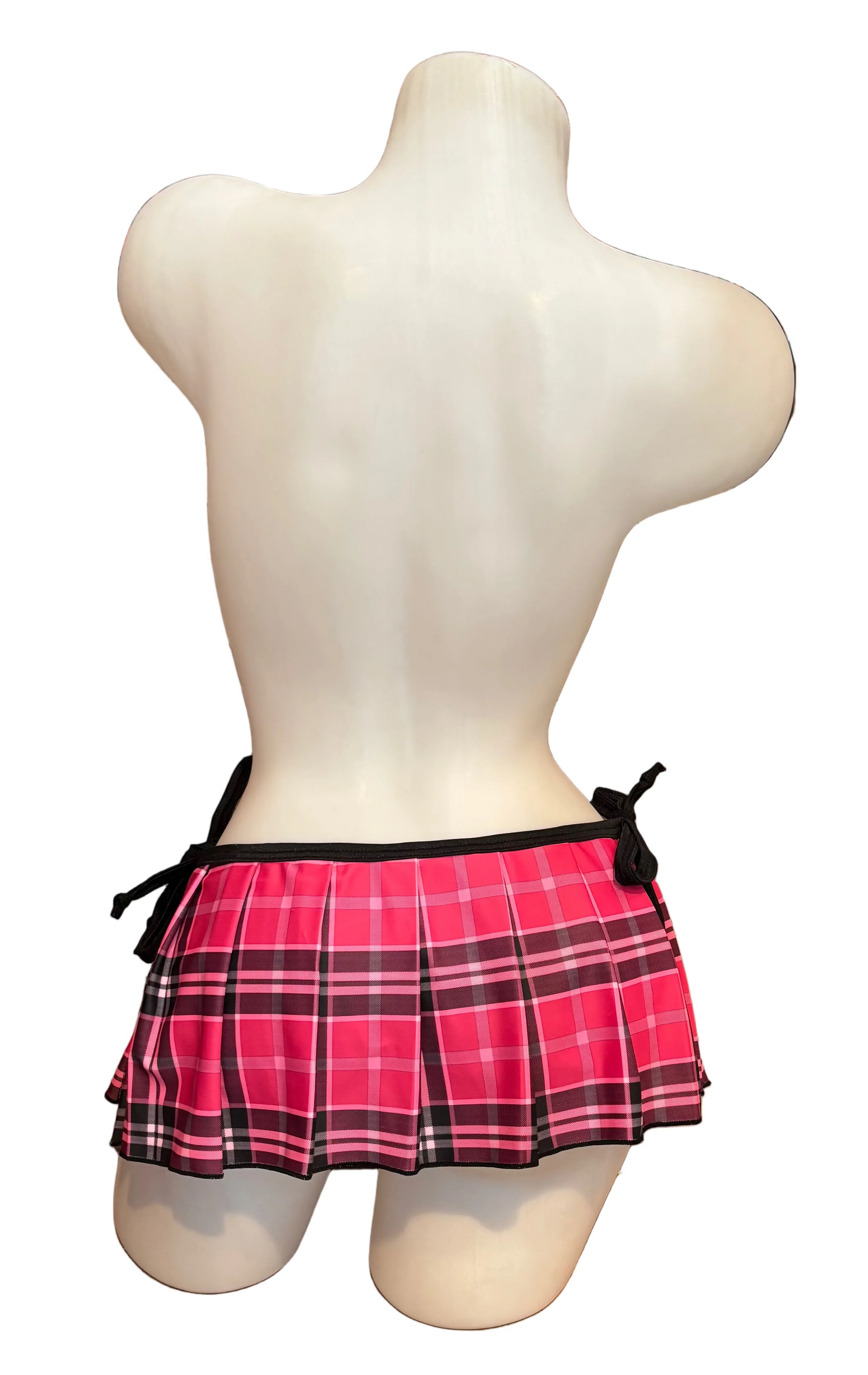 Side Tie School Girl Skirt - Pink - Model Express Vancouver