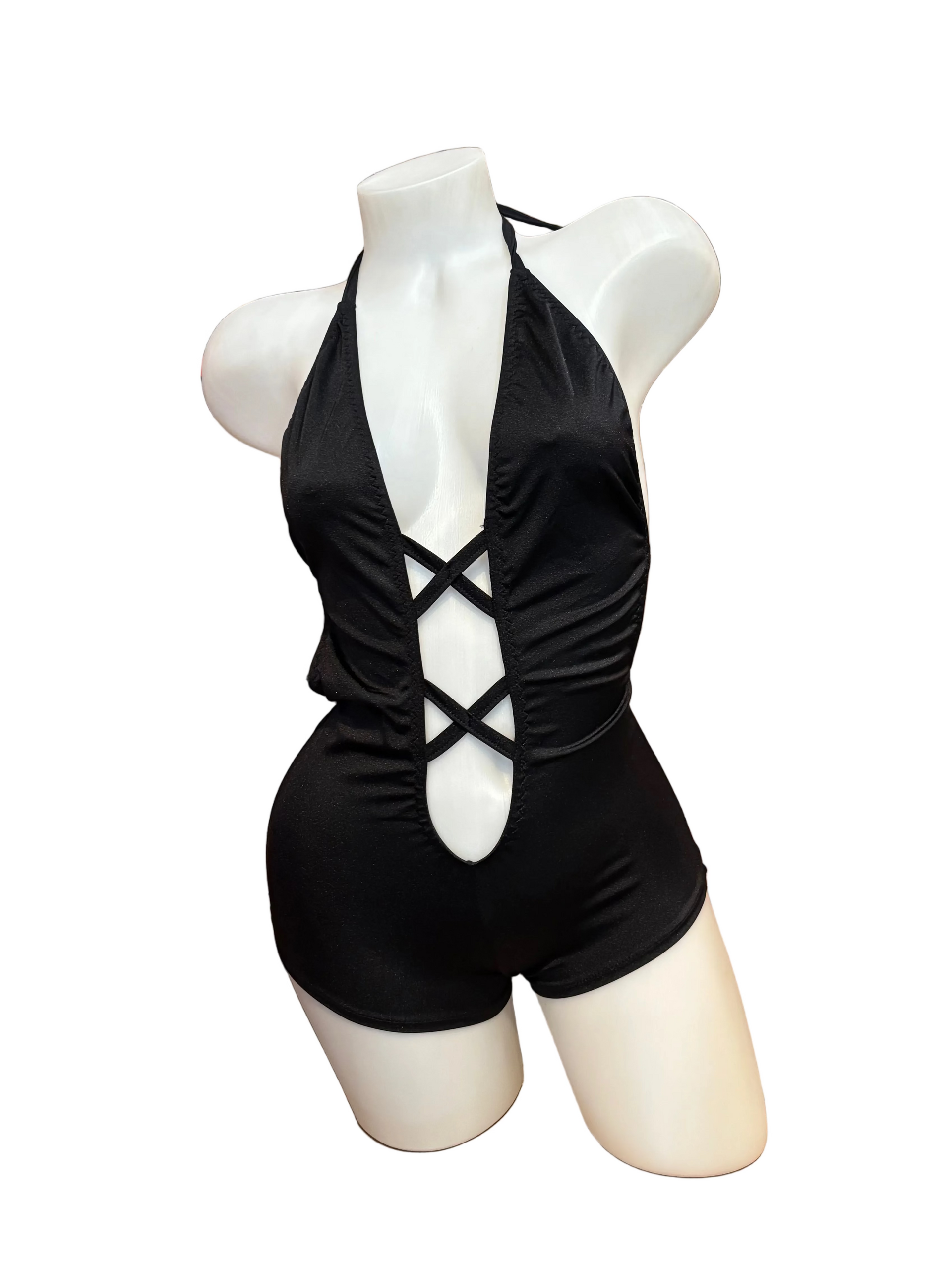 Romper with Criss Cross Front Black - Model Express Vancouver